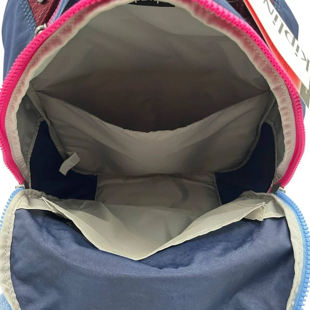 Kipling Womens Seoul Large Nylon Backpack Mod Navy Blue Pink 15